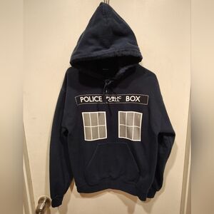 Dr. Who Navy Blue Tardis Pullover Hoodie Unisex Adult S Police Public Call Box